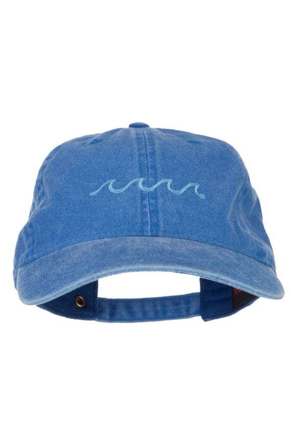 Wave Embroidered Washed Buckle Cap - Royal OSFM
