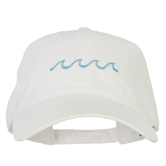 Wave Embroidered Washed Buckle Cap - White OSFM