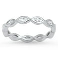 thumbnail image 1 of Wave Eternity Eye Ring .925 Sterling Silver Stackable Band White CZ Jewelry Female Size 8, 1 of 4