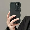 thumbnail image 1 of Wave Frame Case for Samsung Galaxy S21 FE 5G Phone Case,Cute Wave Frame Slim Fit Shockproof Phone Bumper Cover Soft Pretty Curly Wavy Case Anti-Scratch TPU Case - Black, 1 of 14