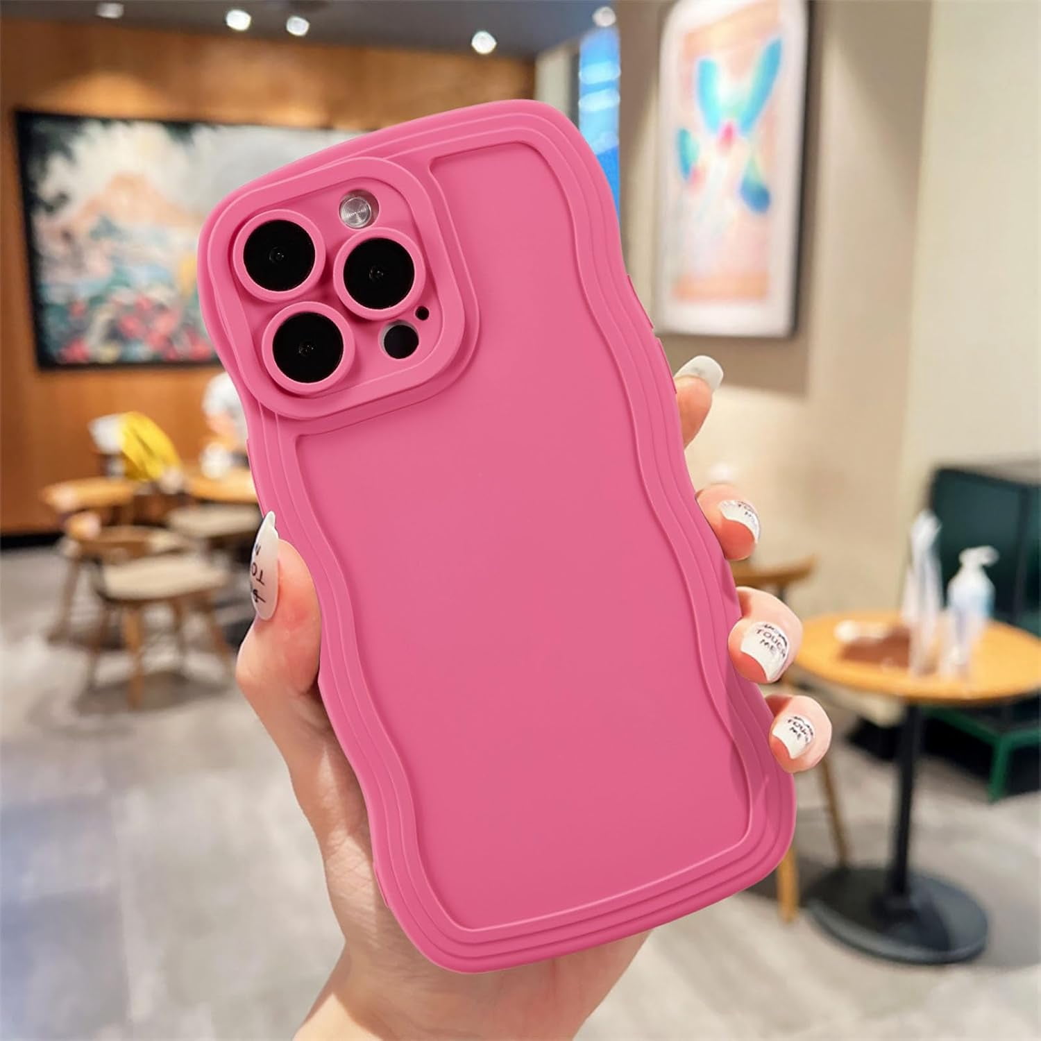 Wave Frame Case for iPhone 14 Pro Max 6.7 inch Phone Case,Cute