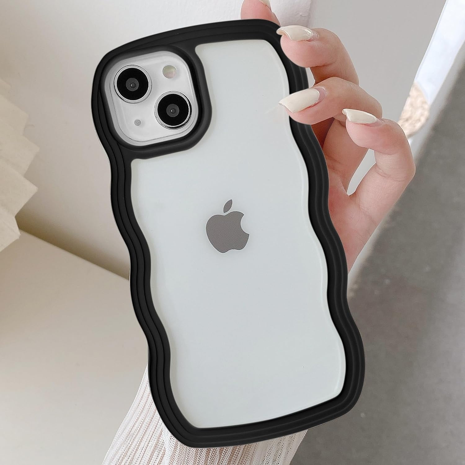 Wave Frame Case for iPhone 15 6.1 inch Phone Case Cute Wave Frame