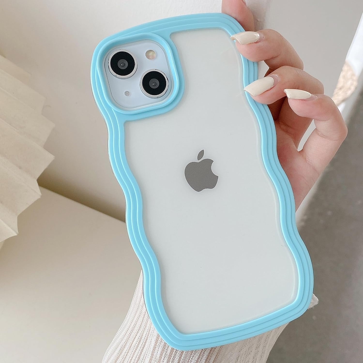 blue wave phone case Leather iPhone Case Wave Pattern, iPhone 17 Pro Max / Navy