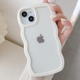 thumbnail image 1 of Wave Frame Case for iPhone 15 6.1 inch Phone Case,Cute Wave Frame Slim Fit Shockproof Phone Bumper Cover Soft Pretty Curly Wavy Case Anti-Scratch TPU Case - White, 1 of 10