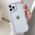 thumbnail image 1 of Wave Frame Case for iPhone 15 Pro Max 6.7 inch Phone Case,Cute Wave Frame Slim Fit Shockproof Phone Bumper Cover Soft Pretty Curly Wavy Case Anti-Scratch TPU Case - Purple, 1 of 11
