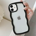 thumbnail image 1 of Wave Frame Clear Case for iPhone 11 6.1 inch Case Clear,Cute Wave Frame Slim Fit Shockproof Phone Bumper Cover Translucent Soft Pretty Anti-Scratch TPU Case - Black, 1 of 12