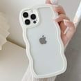 thumbnail image 1 of Wave Frame Clear Case for iPhone 13 Pro Max 6.7 inch Case Clear,Cute Wave Frame Slim Fit Shockproof Phone Bumper Cover Translucent Soft Pretty Anti-Scratch TPU Case - White, 1 of 12