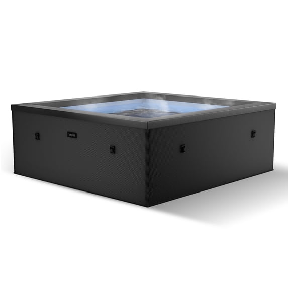 WAVE Garda 4-Person Square Eco-Foam Hot Tub with Wi-Fi Heater, 70 Jets, Charcoal Black