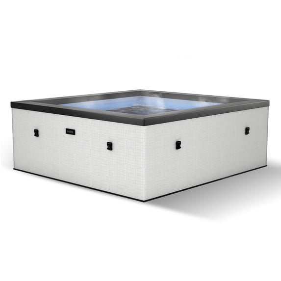 WAVE Garda 4-Person Square Eco-Foam Hot Tub with Wi-Fi Heater, 70 Jets, Pebble White