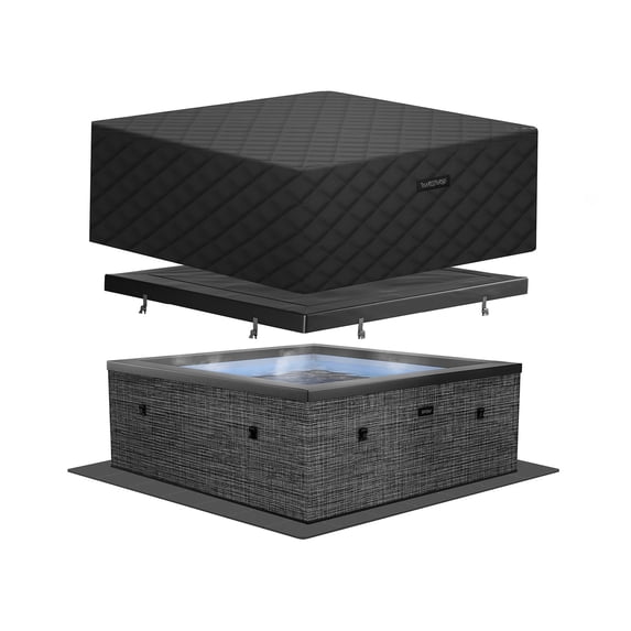 Wave Garda 6-Person Square Eco-Foam Hot Tub | 90-Jet Massage & Wi-Fi Eco Heater | Flint Gray | EnergySave Bundle