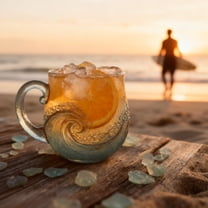 Wave Glass Mug, Sea Wave Mug, Handblown Glass, Mug Cup, Unique Textured Design, for Tea Wine Cocktails, Beach Theme Drinkware Beach Themed Coffee Mugs | Blue KTFgvq