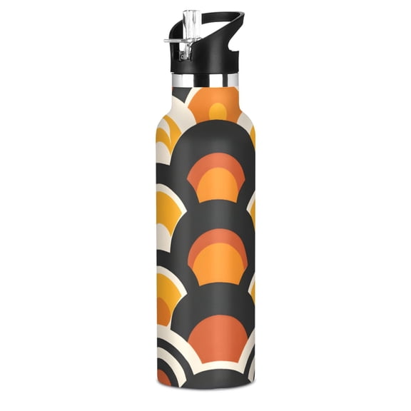 Wave Half Circles Sport Water Bottle for Kids Insulated with Straw for School Outdoor Daily Use