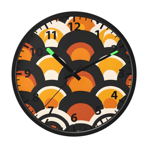 Wave Half Circles Wall Clock 12 Inch Voice Activated Night Light Silent Non Ticking