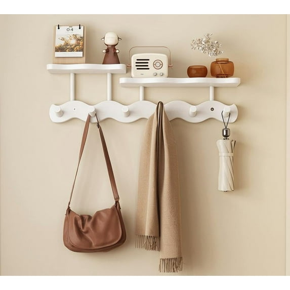 Wave Hanging Clothes Rack at the Entrance, Wall Mounted, no Drilling, Bedroom Door, Key Storage, Creative Hook
