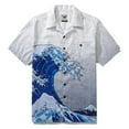 thumbnail image 1 of Wave Hawaiian Shirt For Men Japanese Aloha Shirt Cotton Short Sleeve Camp Shirt Japanese Ukiyo-e, 1 of 9