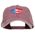 thumbnail image 1 of Wave Heart USA Flag Embroidered Washed Cap - Maroon OSFM, 1 of 5