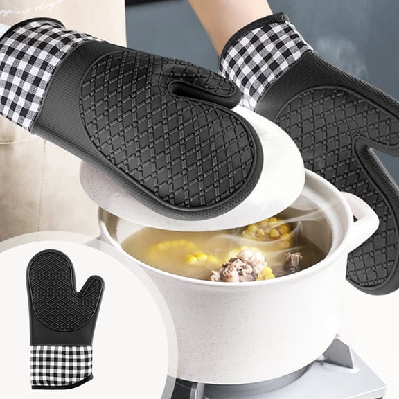 Wave Heat-resistant Insulation Gloves, Twill Design, Protects Hands From Heat, Oven, Baking, Cooking, Hot Surfaces, Durable Silicone Material, Kitchen Use