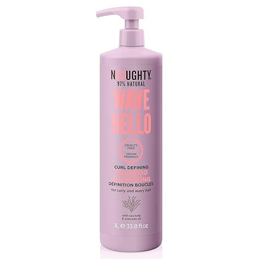 Noughty 97% Natural, Wave Hello Curl Defining Shampoo, 97% Natural Sulphate Free Vegan Haircare, Vitamin Rich Formula for Curly and Wavy Hair, Sulphate Free Vegan Haircare 1L