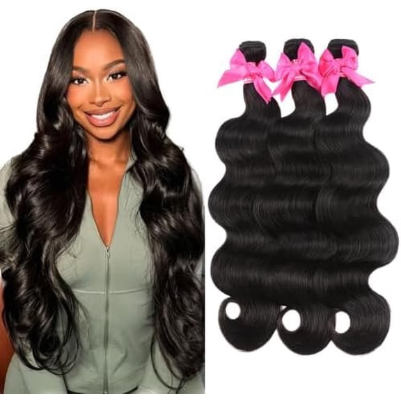 Wave Human Hair 24 26 28 Inch 10A Unprocessed Brazilian Virgin Hair Extensions Quick Weave Black