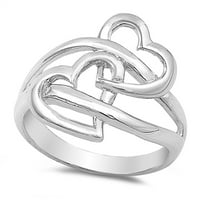 Wave Infinity Knot Heart Purity Ring .925 Sterling Silver Band Jewelry Female Male Unisex Size 6
