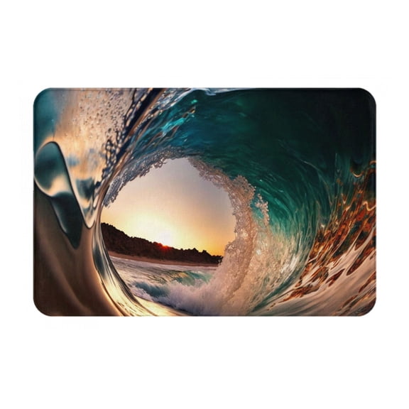 Wave Inside Hollow Morning Surf Doormat Non Slip Front Door Bathroom Bath Mats Entryway Rug 23.6x15.7 Inch Indoor Door Carpet