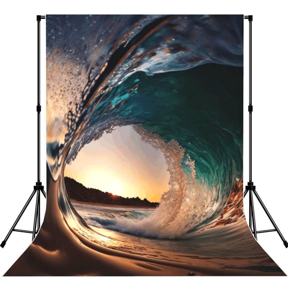 Wave Inside Hollow Morning Surf Photography Backdrop 5x7Ft Background for Photo Studio Video Recording Birthday Party Wedding Home Decor