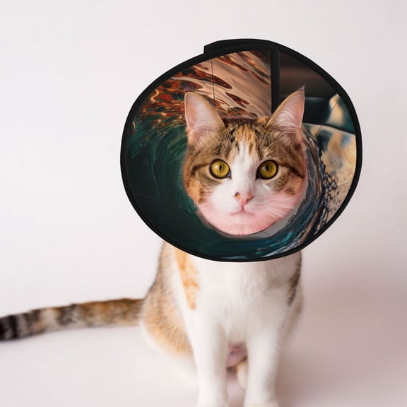Wave Inside Hollow Morning Surf Soft Pet Recovery Collar for Cats Small Dogs, Protective Elizabeth Collar for Post-Surgery, Anti-Lick & Anti-Scratch
