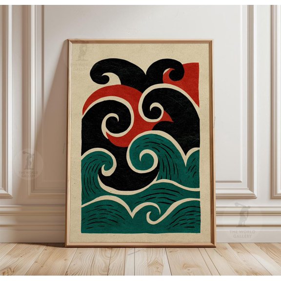 Wave Japanese Ocean Minimal Poster Unframed Paper Print