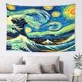 thumbnail image 1 of Wave Kanagawa Starry Night Wall Hanging Tapestry 60 x 40 Inch for Living Room Bedroom Dorm Room Decor, 1 of 5