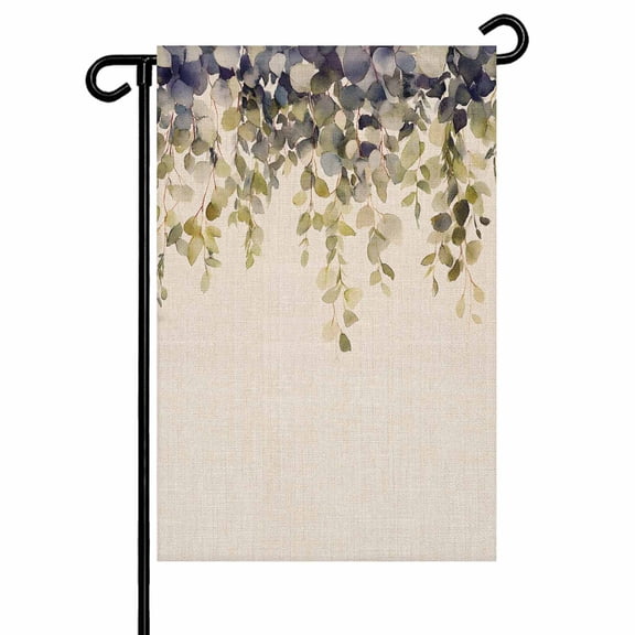 Wave Leaf Garden Flag 12x18 Inch Gradient Leaf Plant Watercolor Linen Texture Double Sided Small Decorative Garden Flags for Outside, Outdoor Yard Porch Lawn Decoration