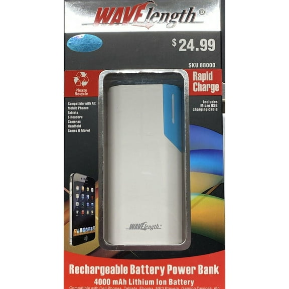 Wave Length Power Bank Portable 4000mAh Portable Mobile Cell Phone Charger