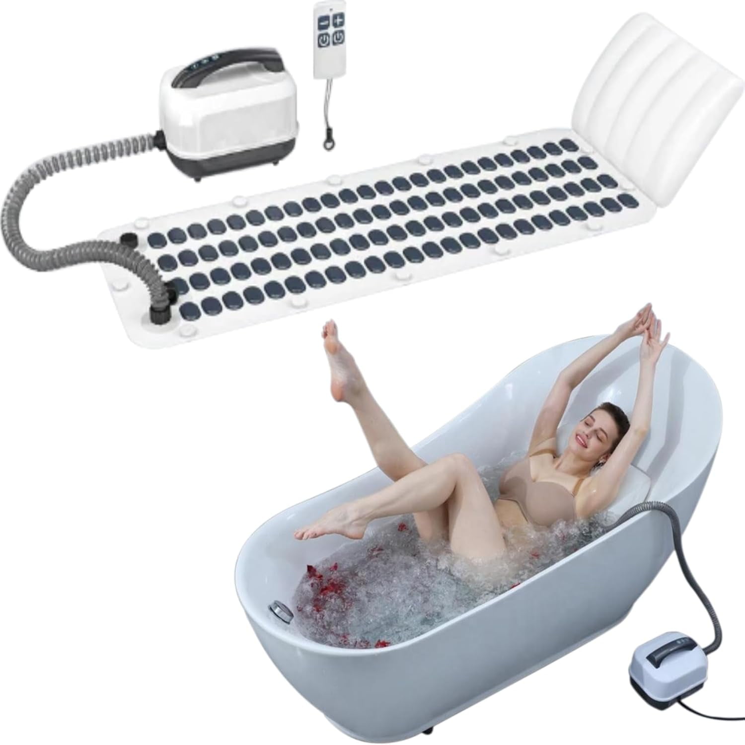 Wave Mat for Tub - WaveMat Portable Spa Bubble Bath Massager w/Air Bubble Jets for Bathtub at Home - Melt Away Muscle Tension and Stiffness, Promoting Deep Relaxation & Enhanced Sleep Quality