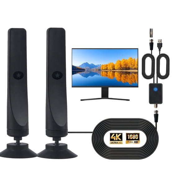 Wave Max TV Antenna 2025, Indoor/Outdoor Antenna for Smart TV, Wave Max TV Antenna 2025 for Campers, 4K HD Digital Antenna/Signal Booster with Crisp HDTV Display and Works for TV, RVs (2Pcs)