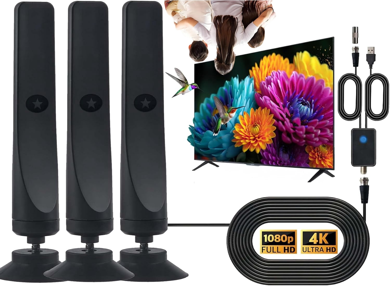 Rewave DVBT2 Antenne für Innenbereich - Digitale TV-Antenne mit Starkem