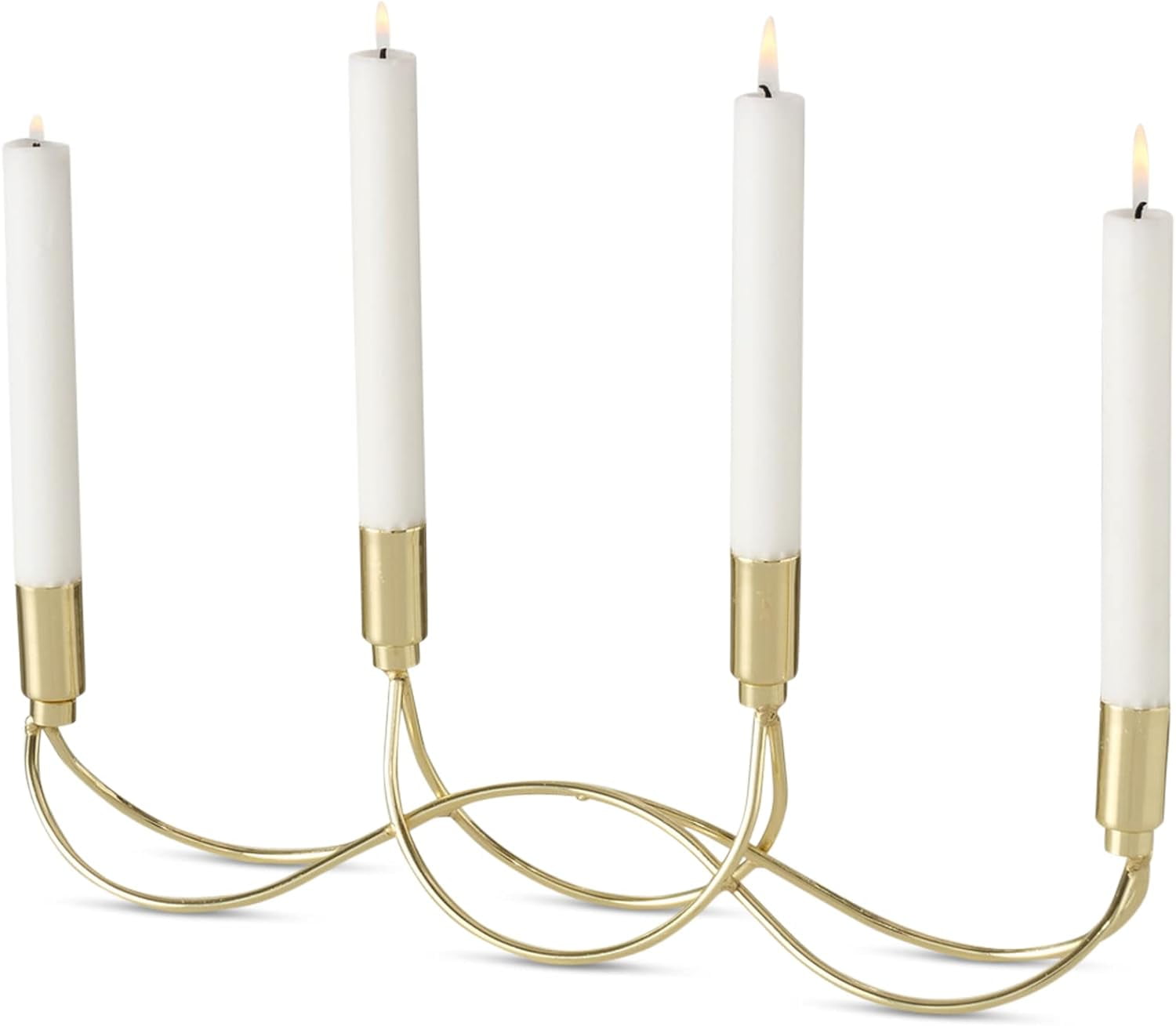 Gold Metal 4-Holder Arched Contemporary Candelabra