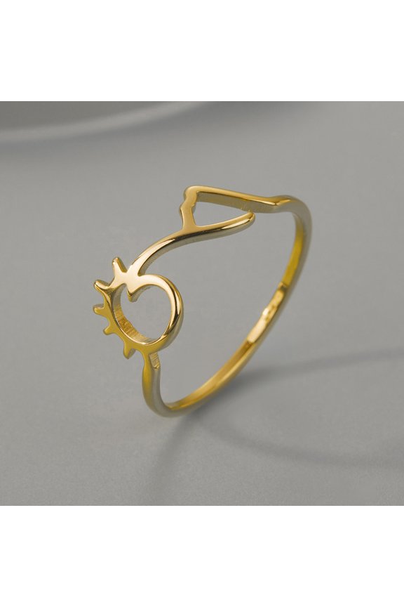 Wave Mountain with Sun Nature Ring Stainless Steel Jewelry Outdoor Lover Gift