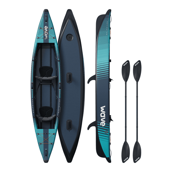 Wave Navigator 3.0 Inflatable Kayak | 2-Person Touring Kayak with Pump & Seats | Navy