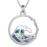 Wave Necklace 925 Sterling Silver Abalone shell Anchor Pendant Necklace Ocean Nautical Jewelry Gifts For Women Men Friend