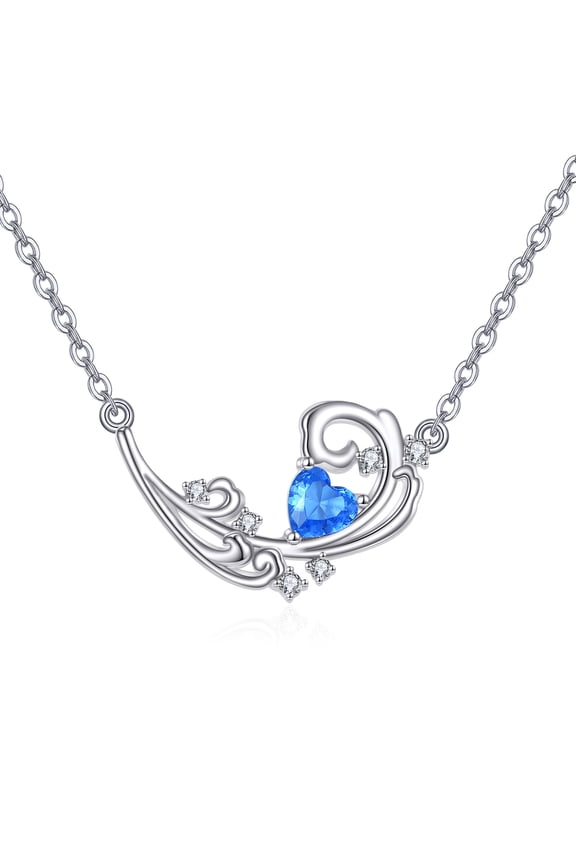 Wave Necklace 925 Sterling Silver Ocean Jewelry beach necklaces for Women Mom Birthday Gifts