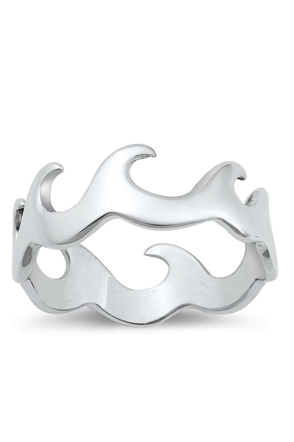 Wave Ocean Rebel Soul Ring .925 Sterling Silver Band Jewelry Female Male Unisex Size 6