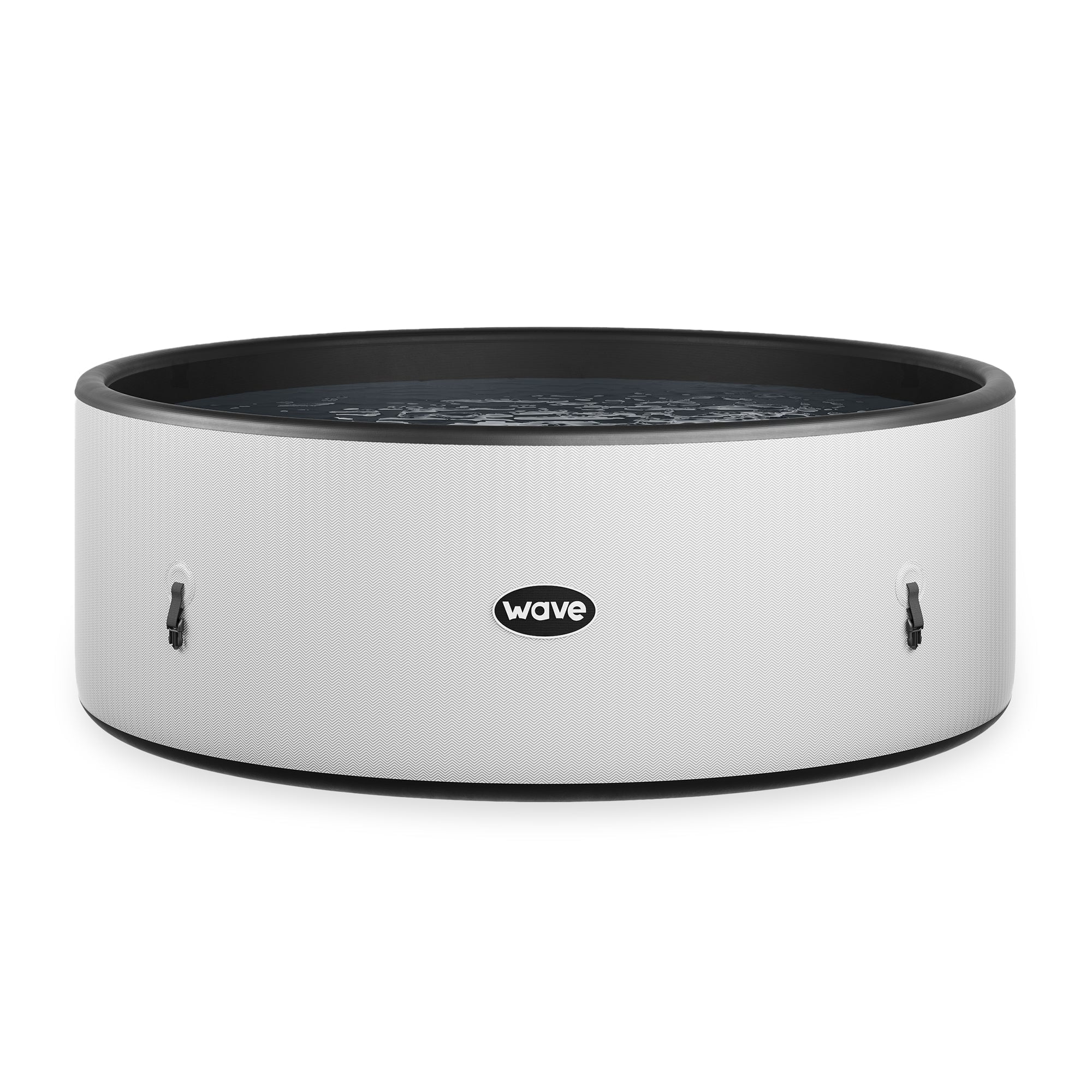 Wave Ontario 6-Person Round Drop-Stitch Hot Tub | 130-Jet Inflatable Spa | White Herringbone