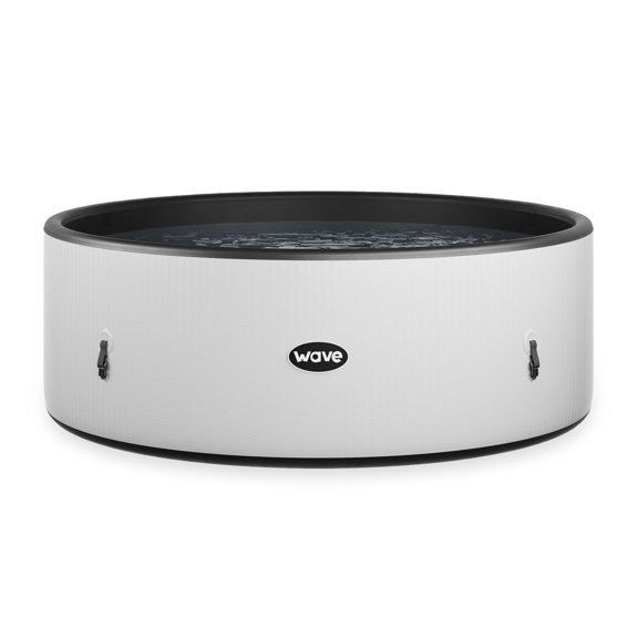 Wave Ontario 6-Person Round Drop-Stitch Hot Tub | 130-Jet Inflatable Spa | White Herringbone