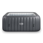Wave Pacific 6-Person Square Inflatable Hot Tub | 130-Jet Massage & Eco Heater | Dark Gray