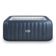 Wave Pacific 4-Person Square Inflatable Hot Tub | 110-Jet Massage & Eco Heater | Navy