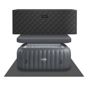 Wave Pacific 6-Person Square Inflatable Hot Tub | 130-Jet Massage & Eco Heater | Dark Gray | EnergySave Bundle