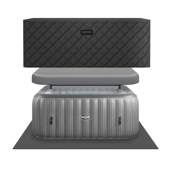 Wave Pacific | 6-Person Inflatable Hot Tub | EnergySave Bundle | Gray Rattan