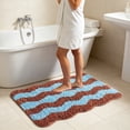 thumbnail image 1 of Wave Pattern Bath Mat, Soft Absorbent Bathroom Rug, Non Slip Shower Mat, Quick Drying Floor Mat, Modern Bath Decor, 15.7" x 23.6", Purple, Lazyguy, 1 of 7