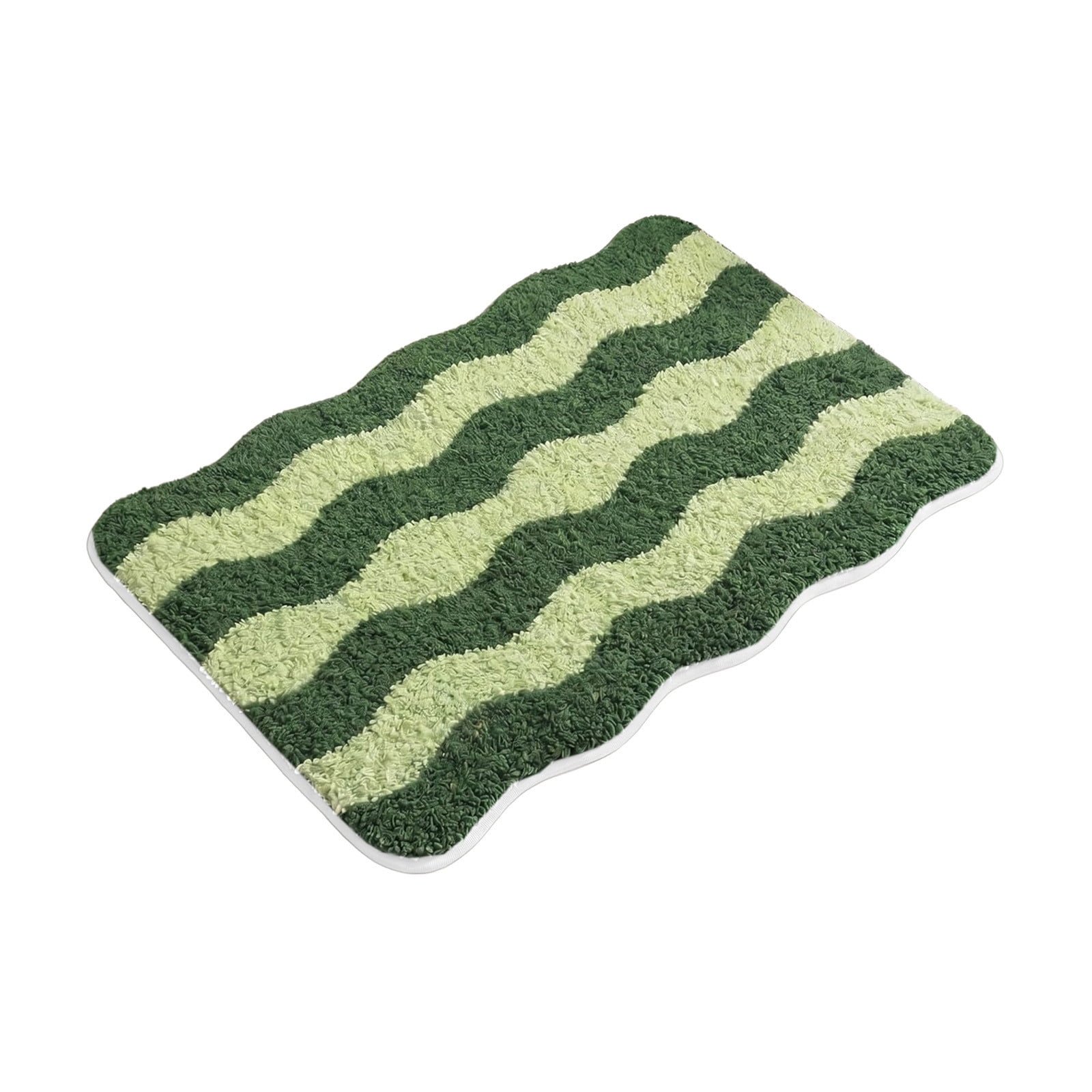 Wave Pattern Bathroom Floor Mat Flocked Absorbent Shower Rug Latex Non ...