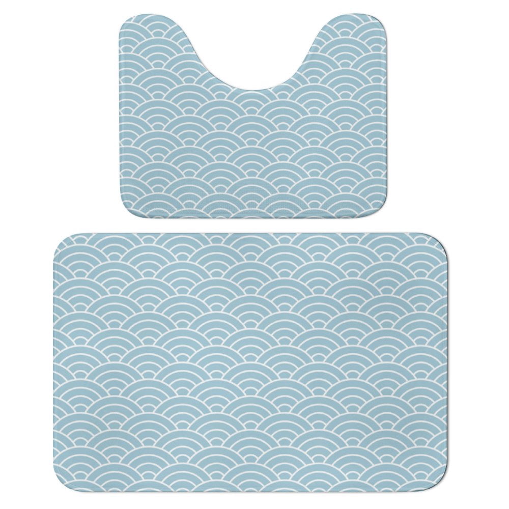 Wave Pattern Bathroom Rugs Set 2 Pieces, Bathroom Set - Quick Drying Bath Mat And U-Shaped ...