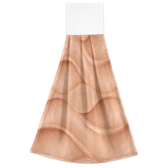 Wave Pattern Design 2 Pack 14''x18'' Hand Towels Soft Coral Fleece Quick Dry Hook and Loop for Kitchen Bathroom